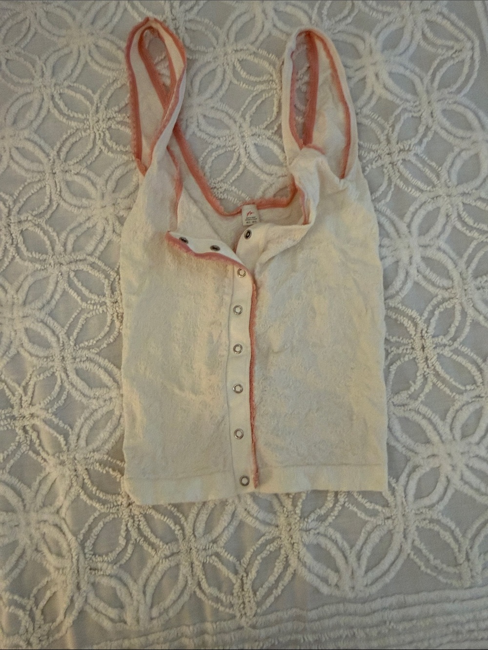 Free People Cream Tank Top with Pink Trim